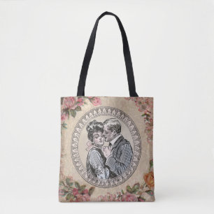 Bolso De Tela Pareja de Romance Vintage: Rosas de Antiguos Amant