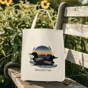 Bolso De Tela Pareja de somormujos en el lago Butterfield
