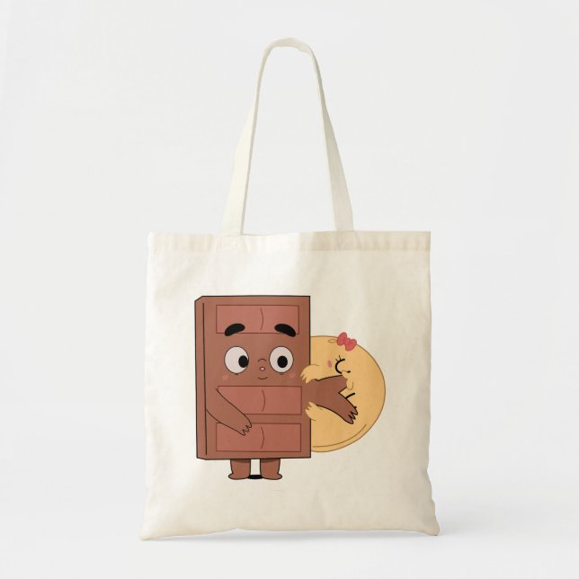Bolso De Tela Pareja divertida Amor Pancake Comer Choco (Frente)