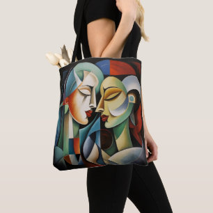 Bolso De Tela Pareja Femenina Cubismo