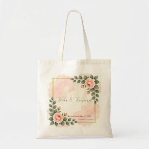 Bolso De Tela Pareja Floral Romántica - Regalo de Boda Acuarela
