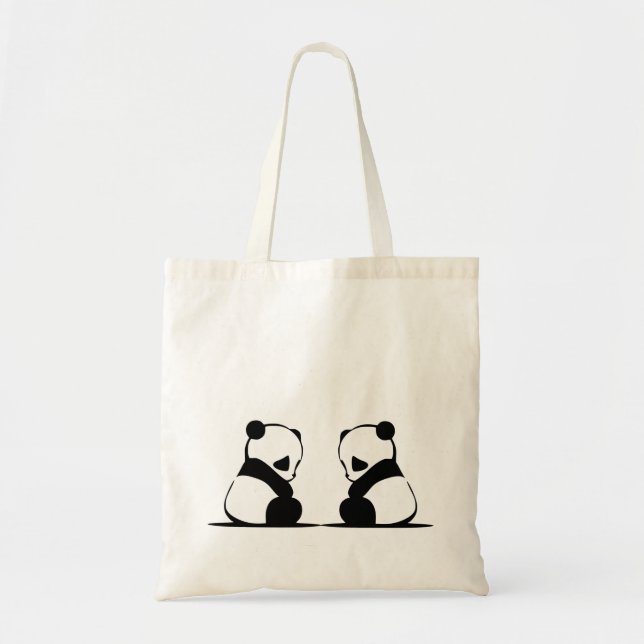 Bolso De Tela Pareja Panda Cute Design Tote Bags (Frente)