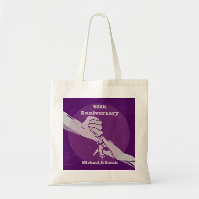 Bolso De Tela Pareja romántica de aniversario personalizada con  (Frente)