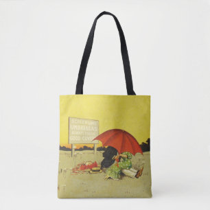 Bolso De Tela Pareja Romántica Vintage Besándose Bajo Paraguas R