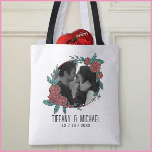Bolso De Tela Parejas con nombres de fotos modernas y fecha de c