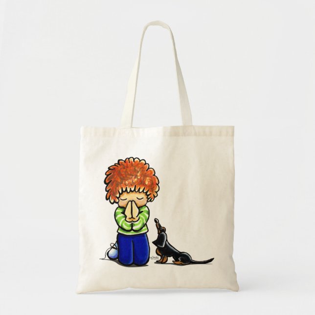 Bolso De Tela Parejas de oración Boy B/T Dachshund (Frente)