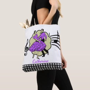Bolso De Tela Pares del baile cuadrado en púrpura (añada el