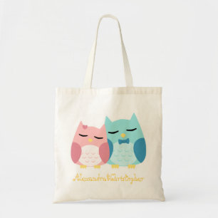 Bolso De Tela Pares lindos del búho