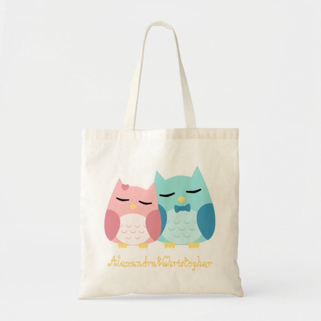 Bolso De Tela Pares lindos del búho (Frente)