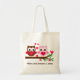 Bolso De Tela Pares lindos del búho personalizados para casarse