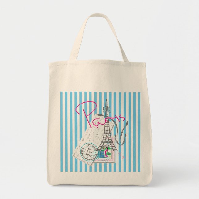 Bolso De Tela París con amor y Torre Eiffel (Frente)