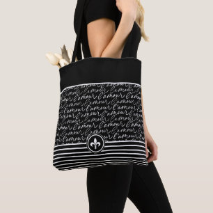 Bolso De Tela 'Paris dreaming' blanco y negro