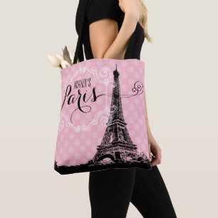 Bolso De Tela Paris Eiffel Torre Eiffel Nombre Monograma