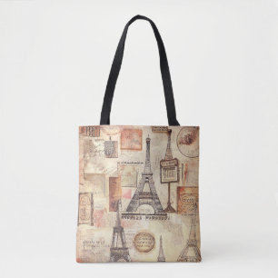 Bolso De Tela Paris Eiffel Tower Retro Vintage