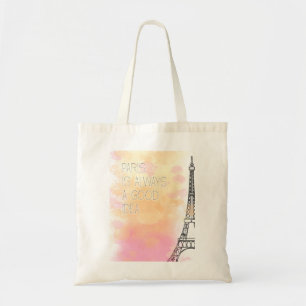 Bolso De Tela PARIS es siempre una buena idea, acuarela