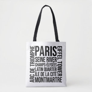 Bolso De Tela París, Francia emblemática tipografía arte de pala