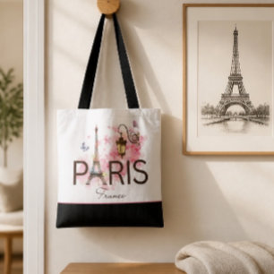 Bolso De Tela París Francia Torre Eiffel & Lámpara
