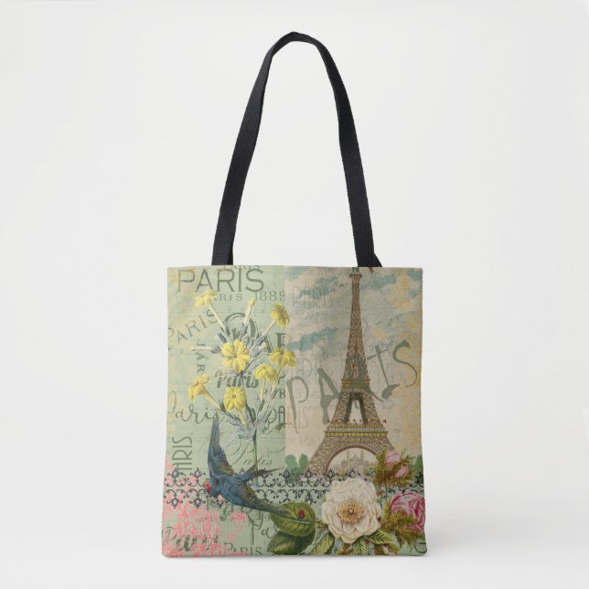 Bolso De Tela París Francia Viaje Viaje Viejo Pintura de Arte An (Anverso)