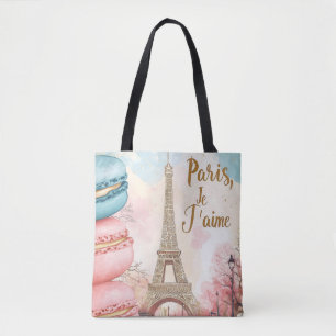 Bolso De Tela París, Je T'aime - Torre Eiffel con Macarones