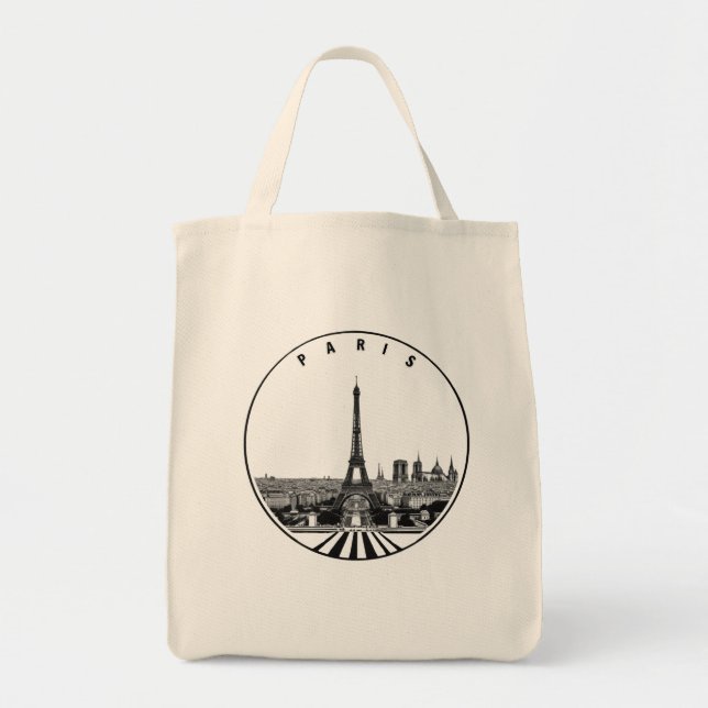 Bolso De Tela París moderno, Ciudad de Francia | Skyline Tote Ba (Frente)