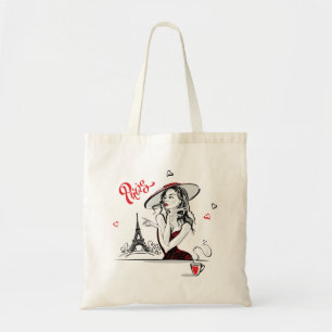 Bolso De Tela París y café, rojo