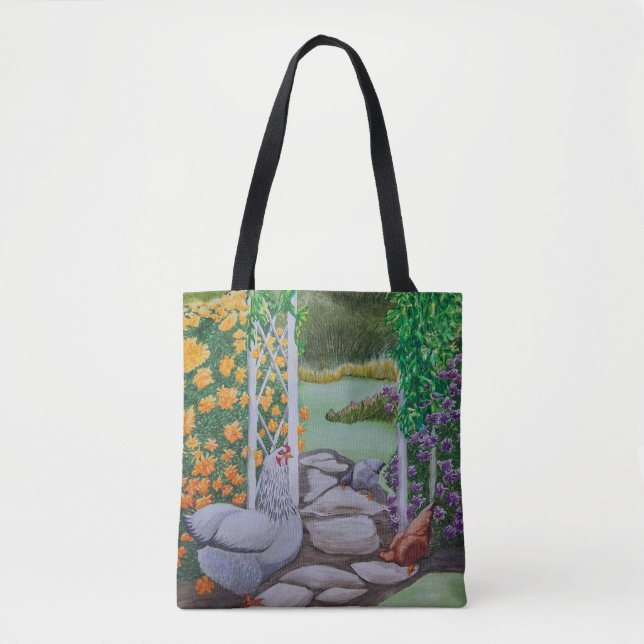 Bolso De Tela Parque del pollo feliz (Anverso)