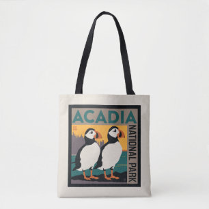 Bolso De Tela Parque nacional Acadia, Maine Puffins