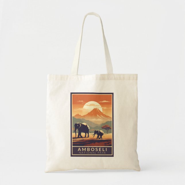 Bolso De Tela Parque nacional Amboseli Kenia Viaje de arte (Frente)