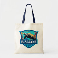 Parque nacional Biscayne Turtle Ilustracion Retro