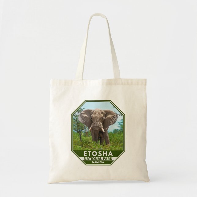 Bolso De Tela Parque nacional de Etosha, Acuarela de Elefante de (Frente)