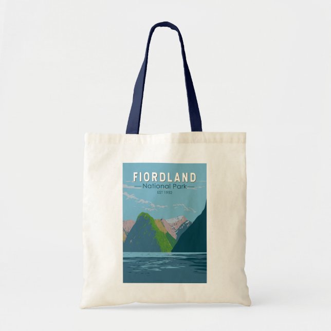 Bolso De Tela Parque nacional Fiordland New Zealand Travel Art (Frente)