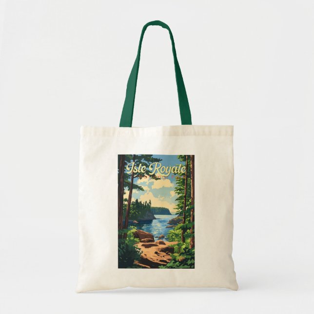 Bolso De Tela Parque nacional Isle Royale Ilustracion Viajes Art (Frente)