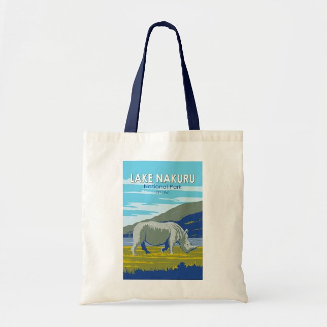 Bolso De Tela Parque nacional Lago Nakuru Viaje de rinocerontes  (Frente)