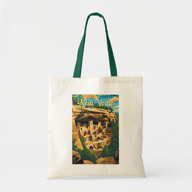 Bolso De Tela Parque nacional Mesa Verde Ilustracion arte de via (Frente)
