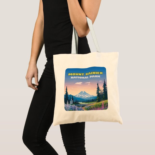 Bolso De Tela Parque nacional Monte Rainier Retro de Washington (Anverso (producto))