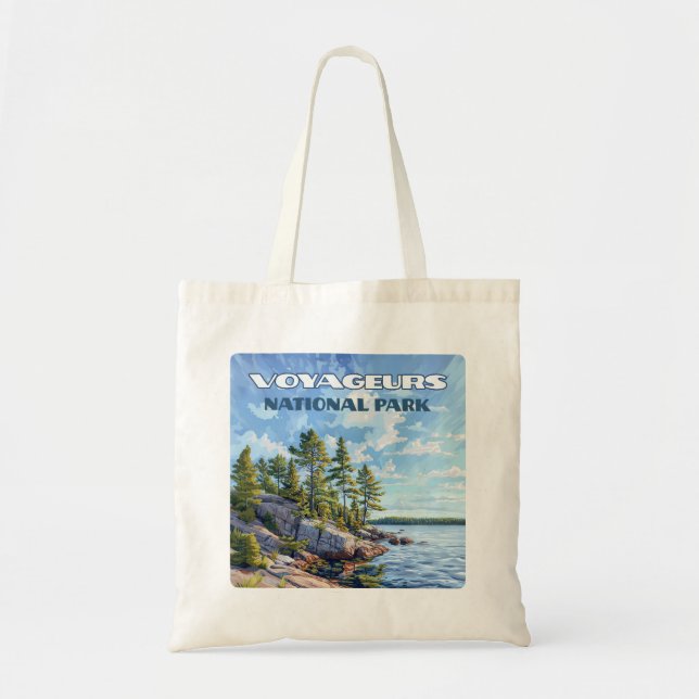 Bolso De Tela Parque nacional Voyageurs Lago Lluvioso Minnesota (Frente)