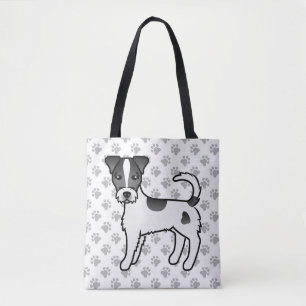 Bolso De Tela Parson Russell Terrier de pelaje áspero negro y bl