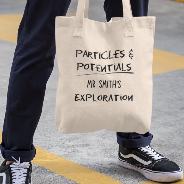 Bolso De Tela Partículas y posible profesor de física personaliz (Shop now and let your passion for physics shine through every step you take!





)