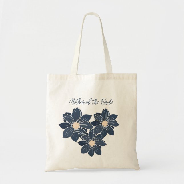 Bolso De Tela Partido Bridal Personalizado Regalo Floral Azul (Frente)