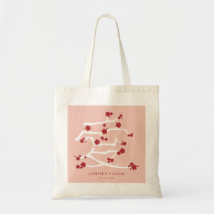 Bolso De Tela Partido de compromiso de amor de los cerezos rojos