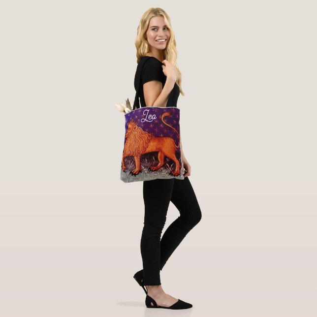 Bolso De Tela Partido de Cumpleaños del Rótulo Leo Lion Zodiac (Puesto)
