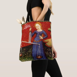 Bolso De Tela Partido de Cumpleaños del Rótulo Libra Zodiac