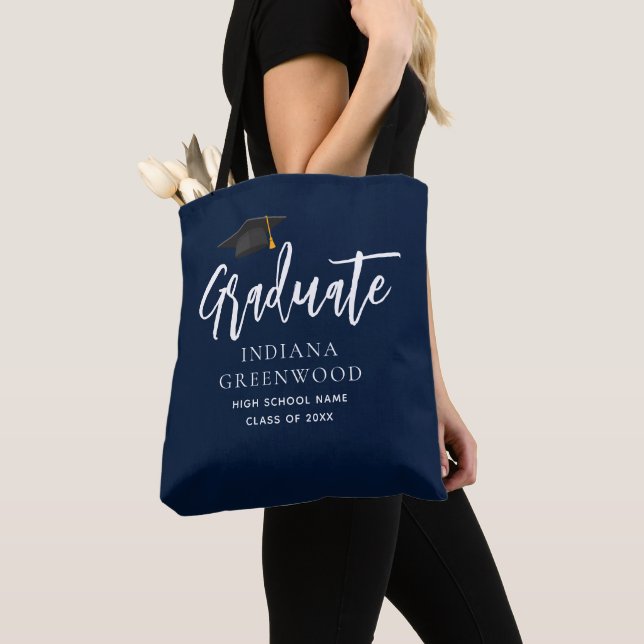 Bolso De Tela Partido de Graduación Moderna 2024 Navy Blue Keeps (Detalle)