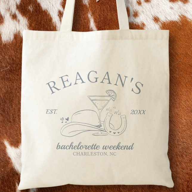 Bolso De Tela Partido de la Bachelette de Oro Occidental (cowgirl western bachelorette party tote bag party favors girls weekend coastal cowgirl disco cowgirl)