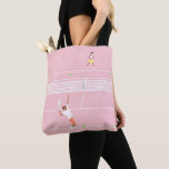 Bolso De Tela Partido de tenis rosado del Pastel moderno<br><div class="desc">Moderno ilustracion de tenis rosa en pista de tenis rosa.</div>