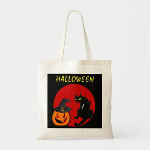 BOLSO DE TELA PARTIDO HALLOWEEN DE CAT EN NEGRO