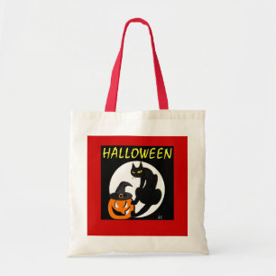 BOLSO DE TELA PARTIDO HALLOWEEN DE CAT EN NEGRO