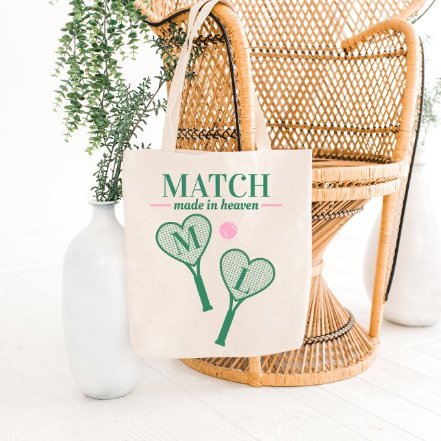 Bolso De Tela Partido hecho en el cielo Tenis Bachelorette Bride (Match Made in Heaven Tennis Country Club Bridal Shower )
