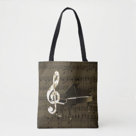 Bolso De Tela Partitura del bronce del Clef agudo del piano de
