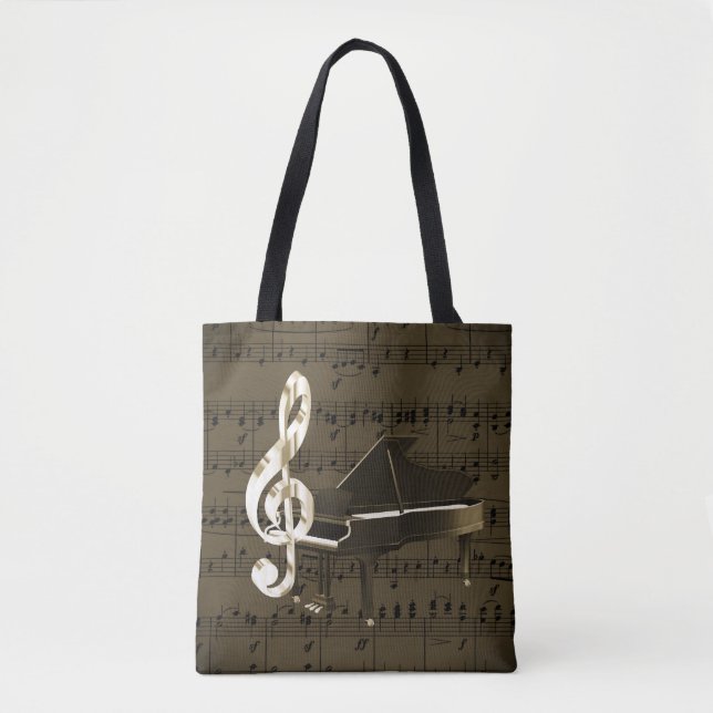 Bolso De Tela Partitura del bronce del Clef agudo del piano de (Anverso)